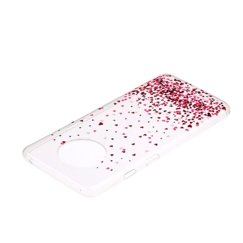 Coque Oneplus 7t Transparente Multiples Coeurs Rouges