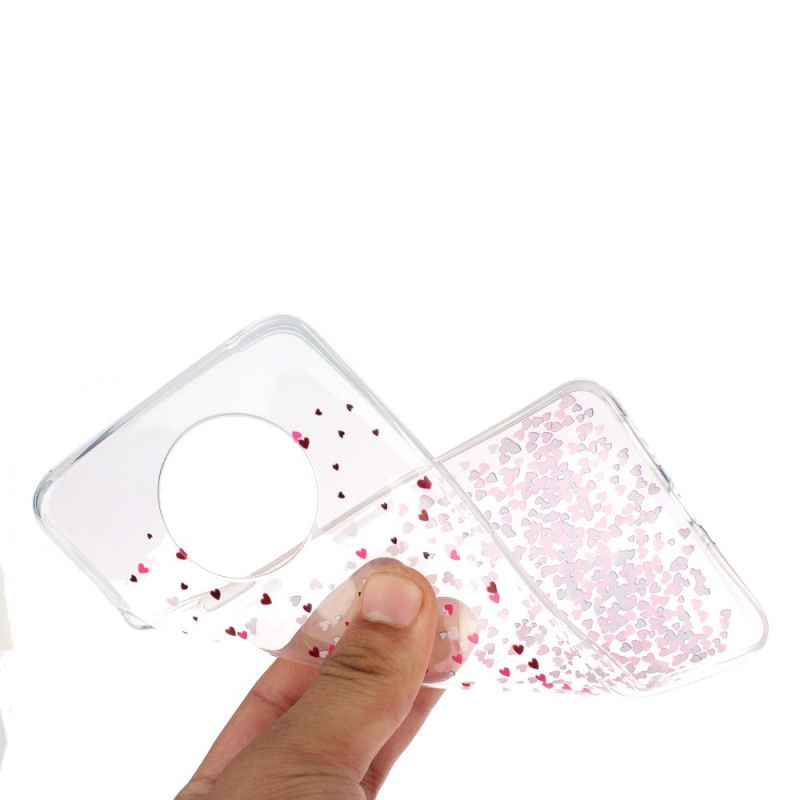 Coque Oneplus 7t Transparente Multiples Coeurs Rouges