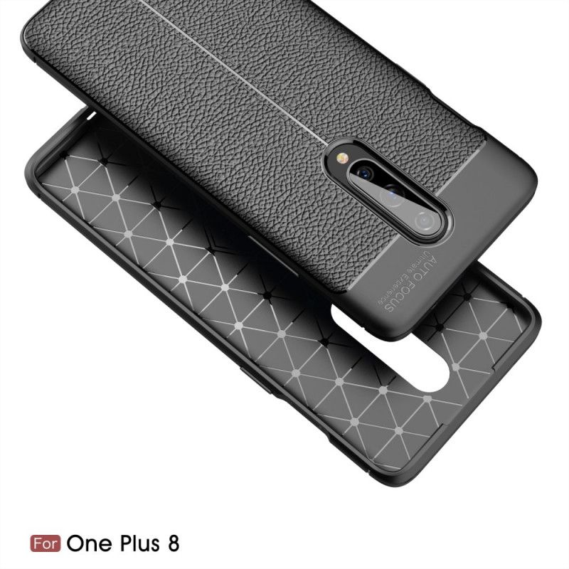 Coque Oneplus 8 Effet Cuir Litchi Double Line