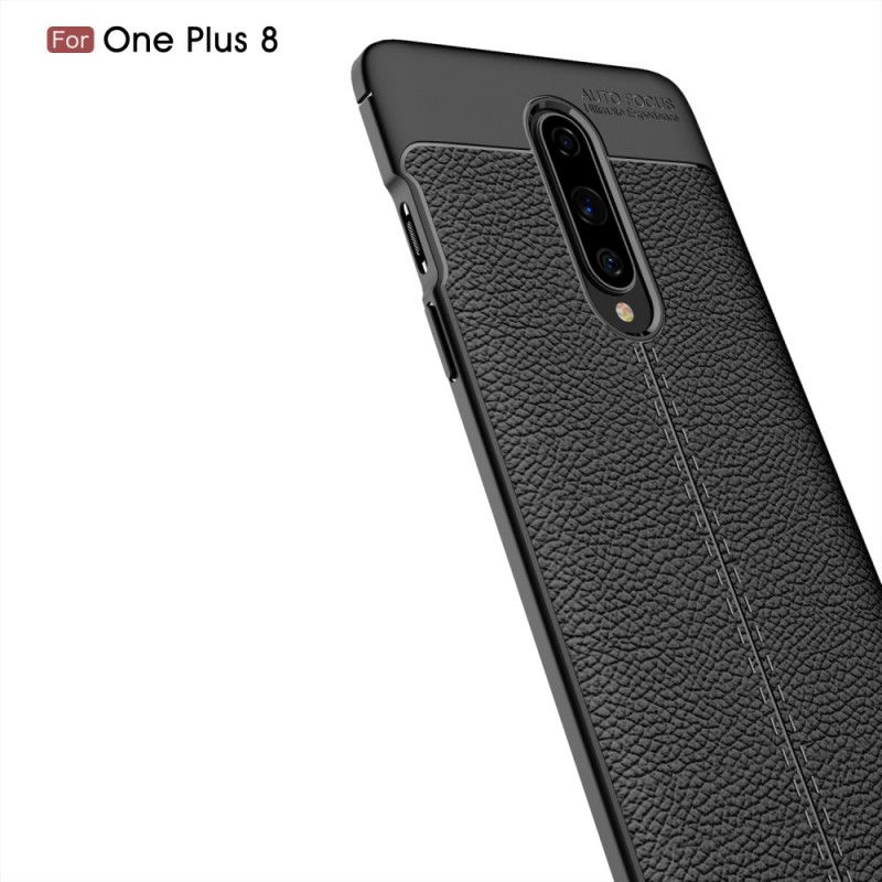 Coque Oneplus 8 Effet Cuir Litchi Double Line