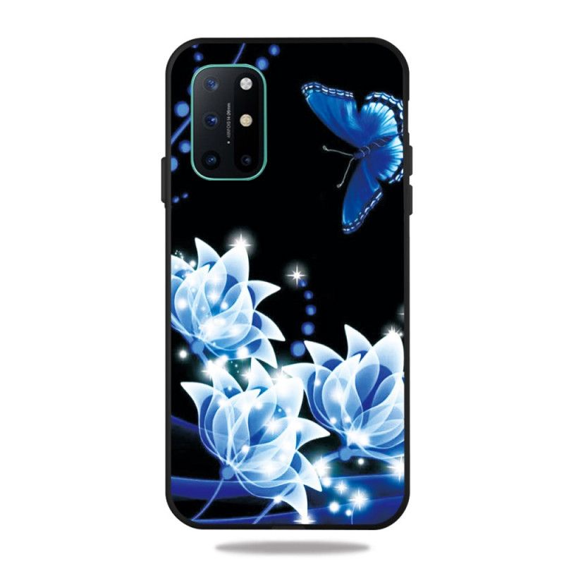 Coque Oneplus 8t Papillon Et Fleurs Bleus