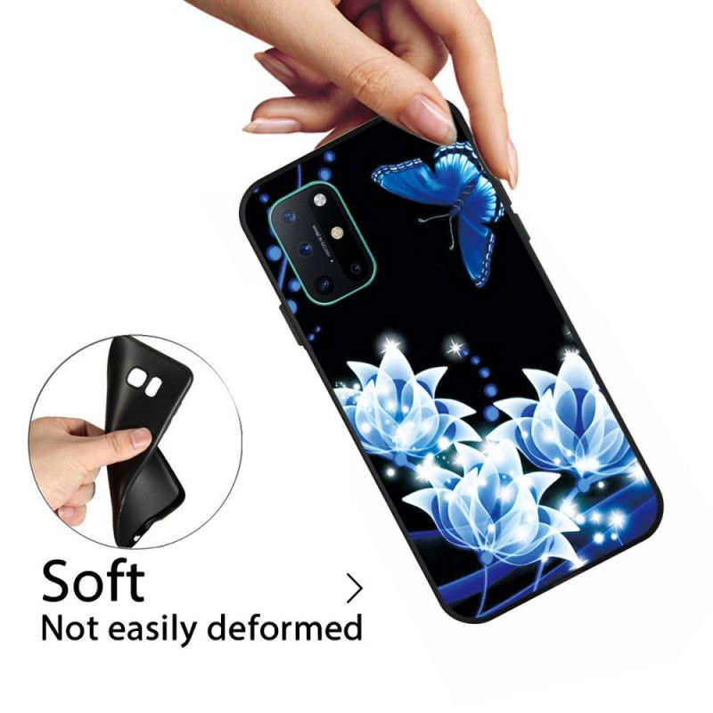 Coque Oneplus 8t Papillon Et Fleurs Bleus