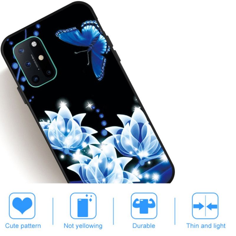 Coque Oneplus 8t Papillon Et Fleurs Bleus