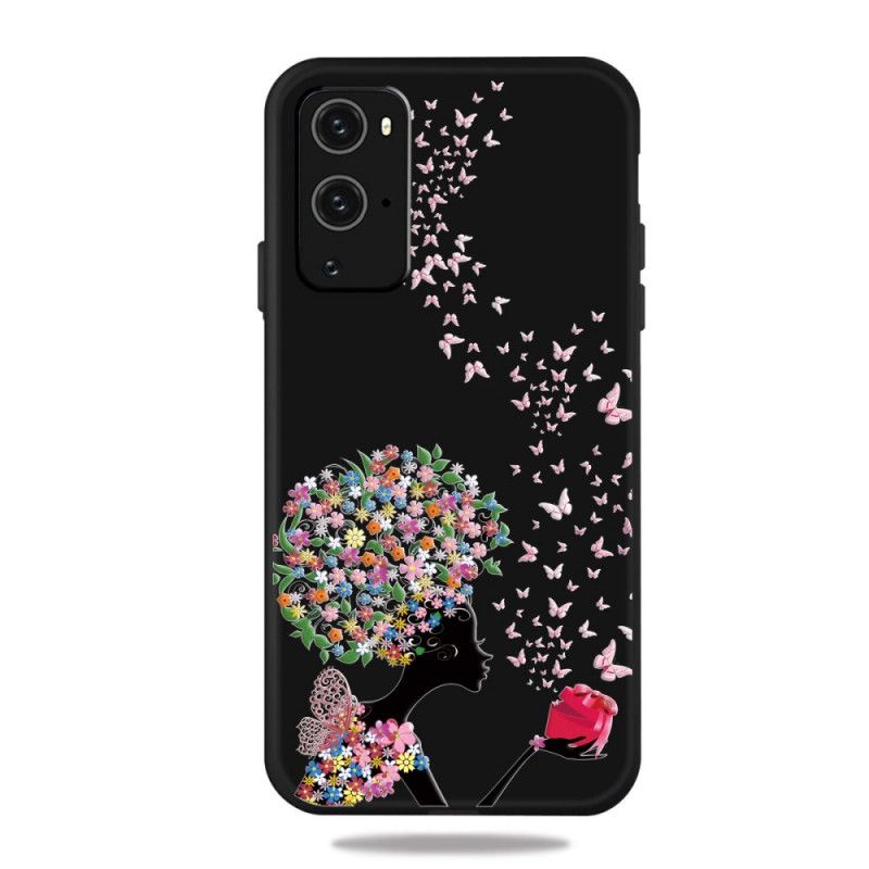 Coque Oneplus 9 Femme À La Tête Fleurie