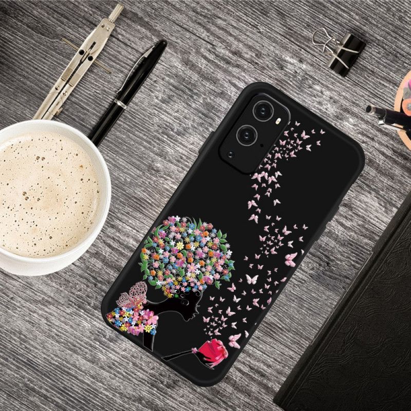 Coque Oneplus 9 Femme À La Tête Fleurie