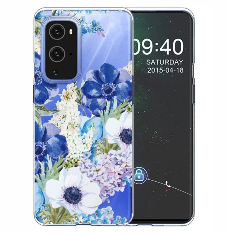 Coque Oneplus 9 Fleurs Bleues Aquarelle