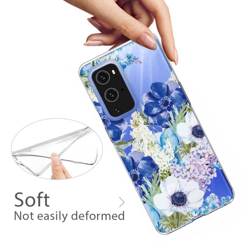 Coque Oneplus 9 Fleurs Bleues Aquarelle