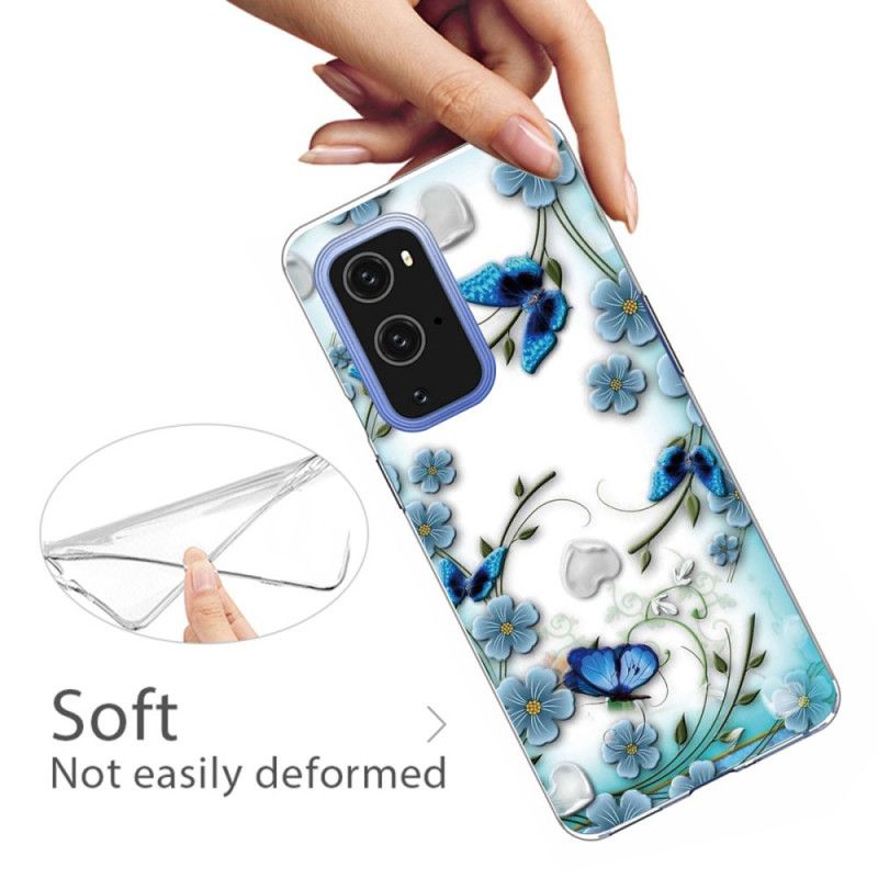 Coque Oneplus 9 Papillons Et Fleurs Rétros