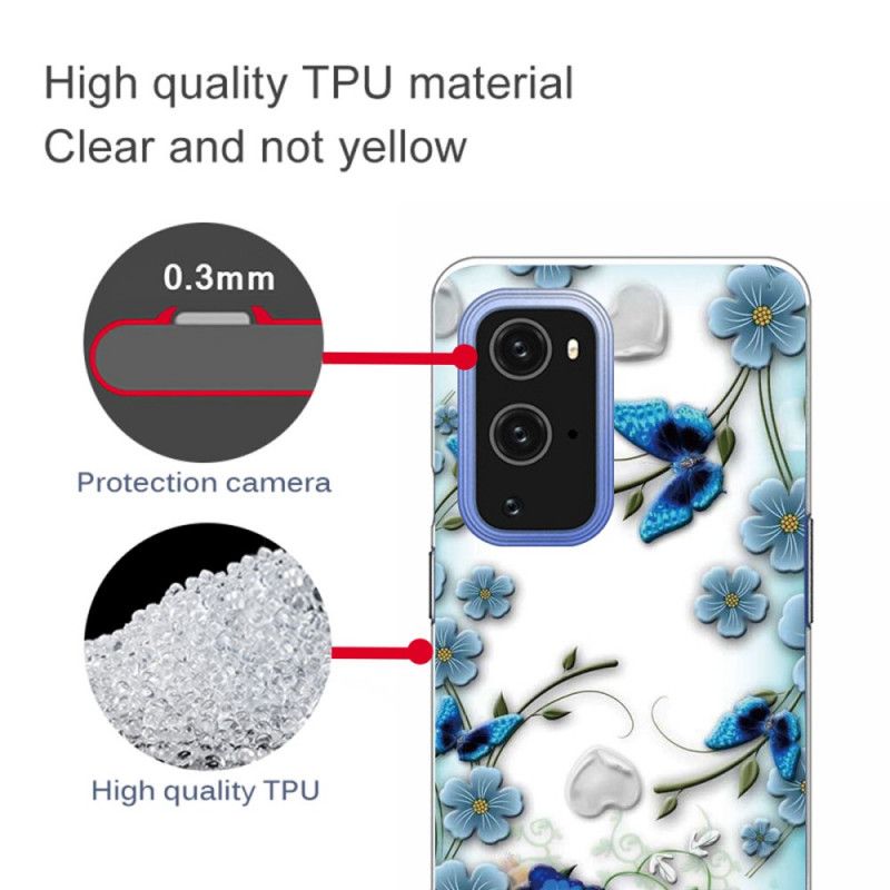 Coque Oneplus 9 Papillons Et Fleurs Rétros