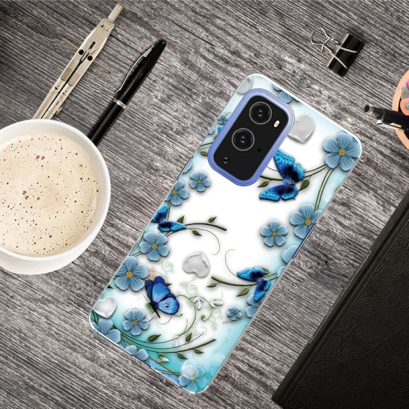 Coque Oneplus 9 Papillons Et Fleurs Rétros