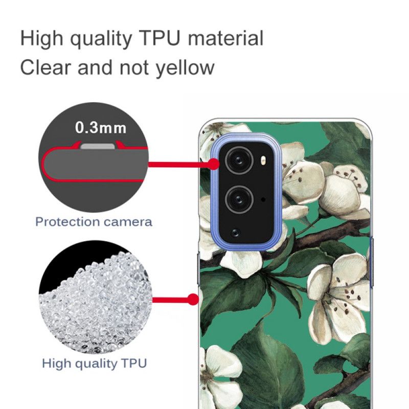 Coque Oneplus 9 Pro Fleurs Blanches Peintes