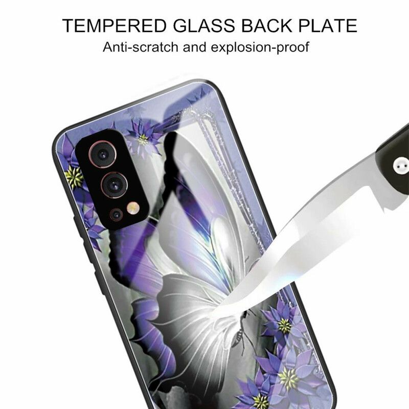 Coque OnePlus Nord 2 5G Verre Trempé Papillon Violet