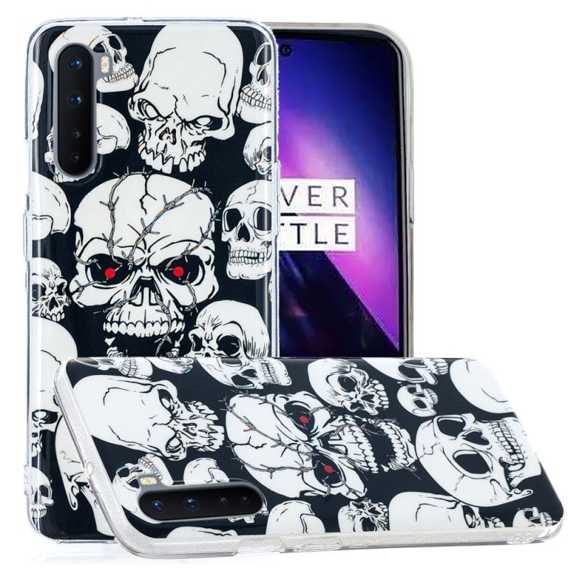 Coque Oneplus Nord Attention Têtes De Mort Fluorescente