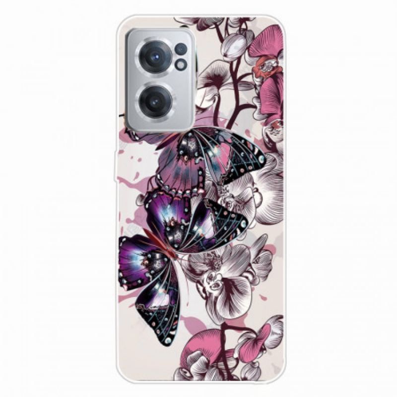 Coque OnePlus Nord CE 2 5G Papillons Mauve