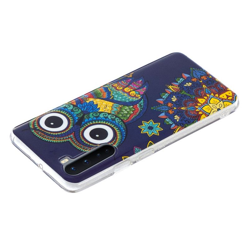 Coque Oneplus Nord Hibou Mandala Fluorescente