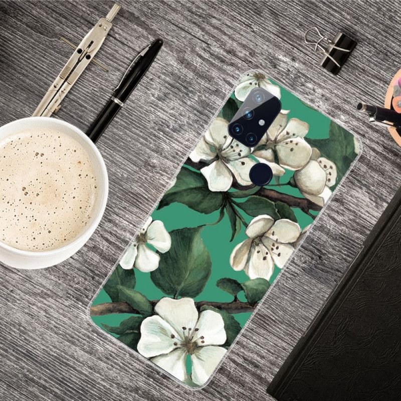 Coque Oneplus Nord N10 Fleurs Blanches Peintes