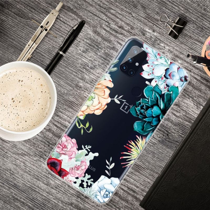 Coque Oneplus Nord N10 Transparente Fleurs Aquarelle