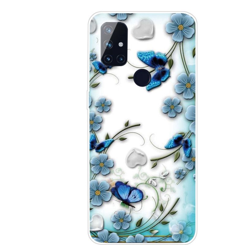 Coque Oneplus Nord N100 Transparente Papillons Et Fleurs Rétros