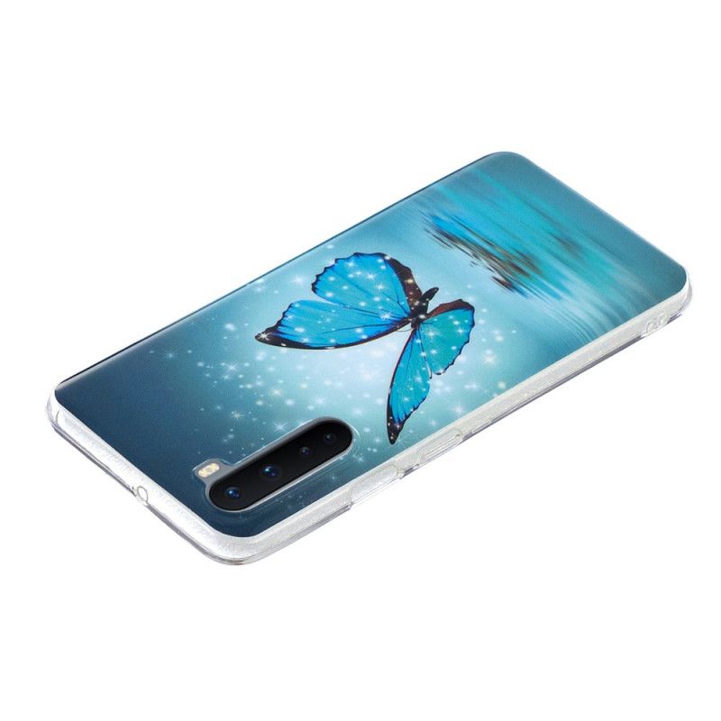 Coque Oneplus Nord Papillon Bleu Fluorescente