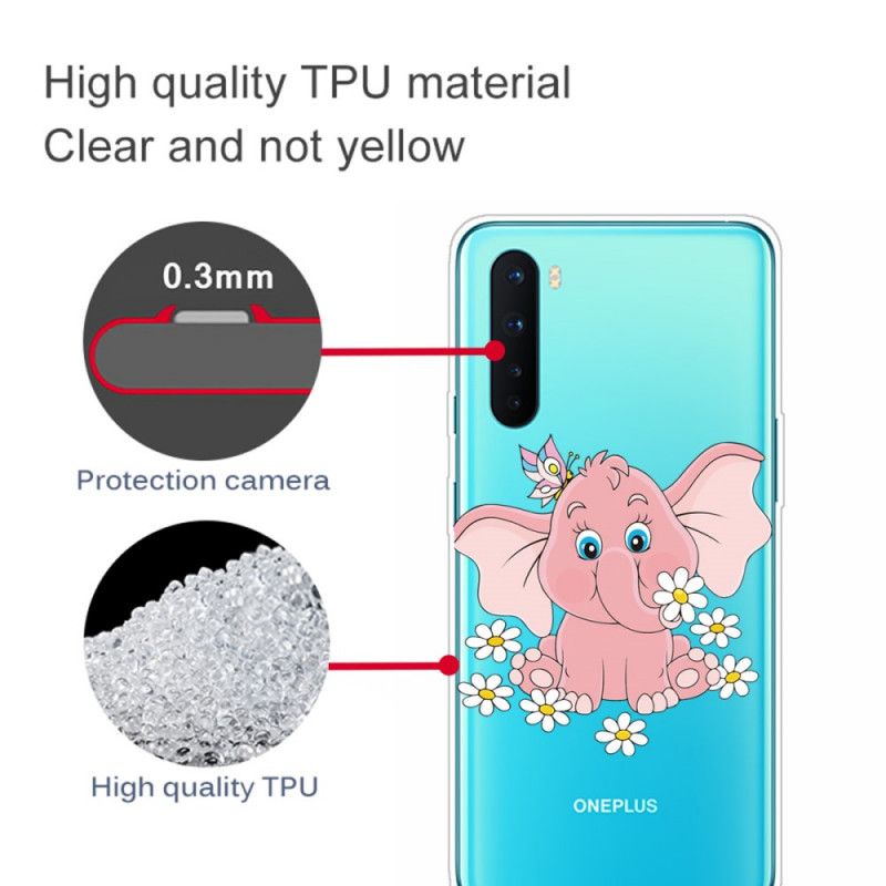 Coque Oneplus Nord Transparente Éléphant Rose