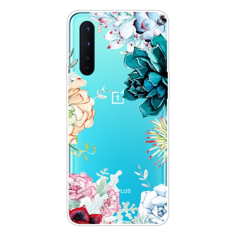 Coque Oneplus Nord Transparente Fleurs Aquarelle