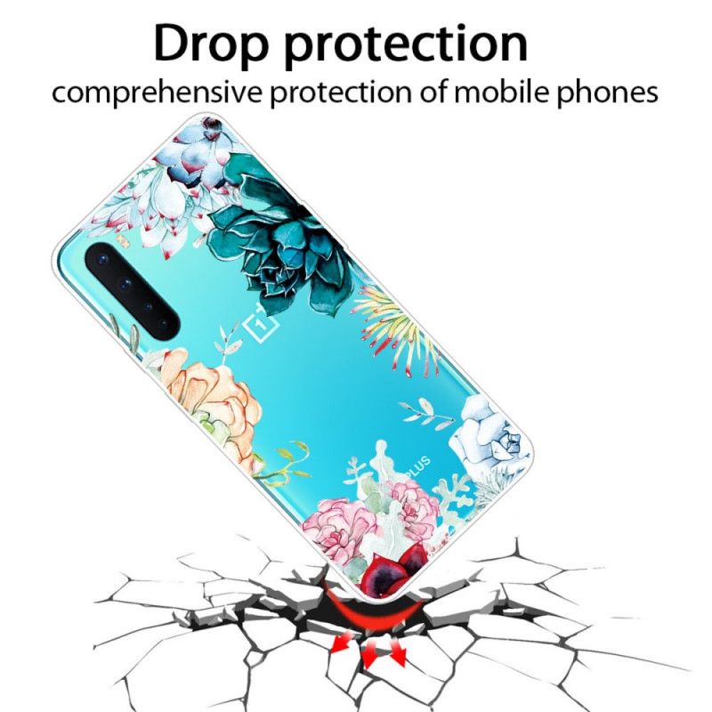 Coque Oneplus Nord Transparente Fleurs Aquarelle