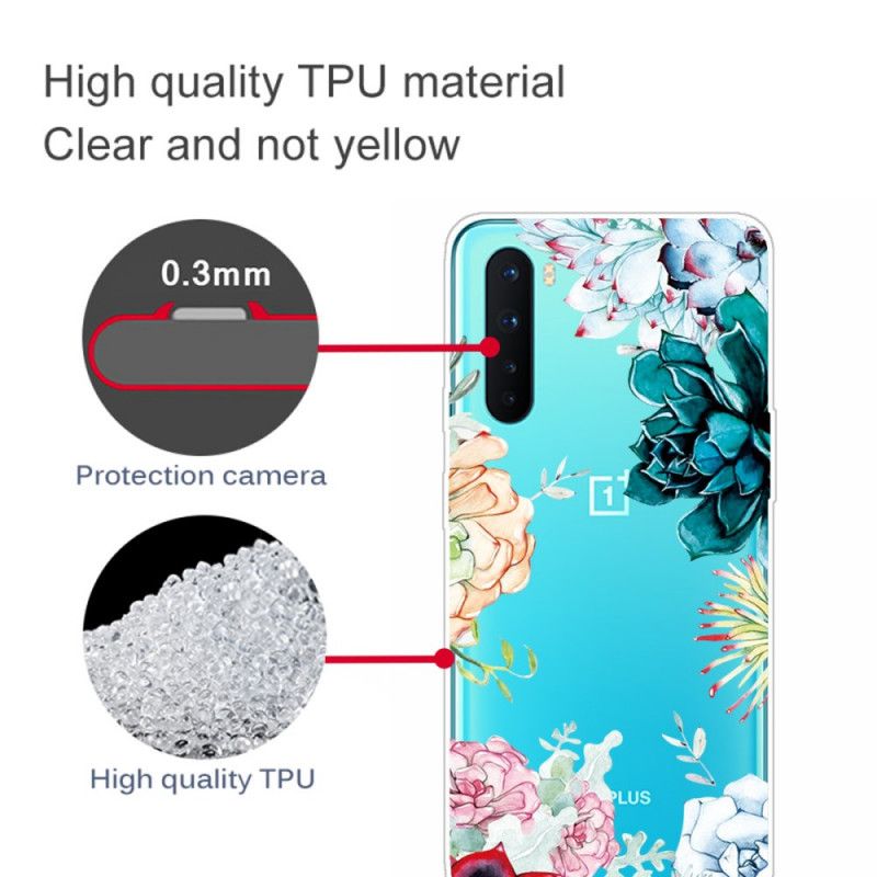 Coque Oneplus Nord Transparente Fleurs Aquarelle