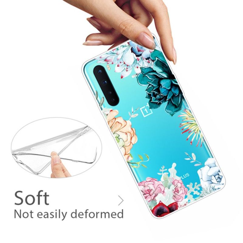 Coque Oneplus Nord Transparente Fleurs Aquarelle