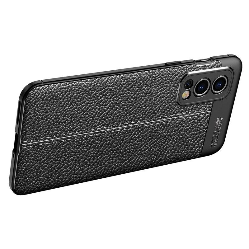 Coque Pour OnePlus Nord 2 5G Effet Cuir Litchi Double Line