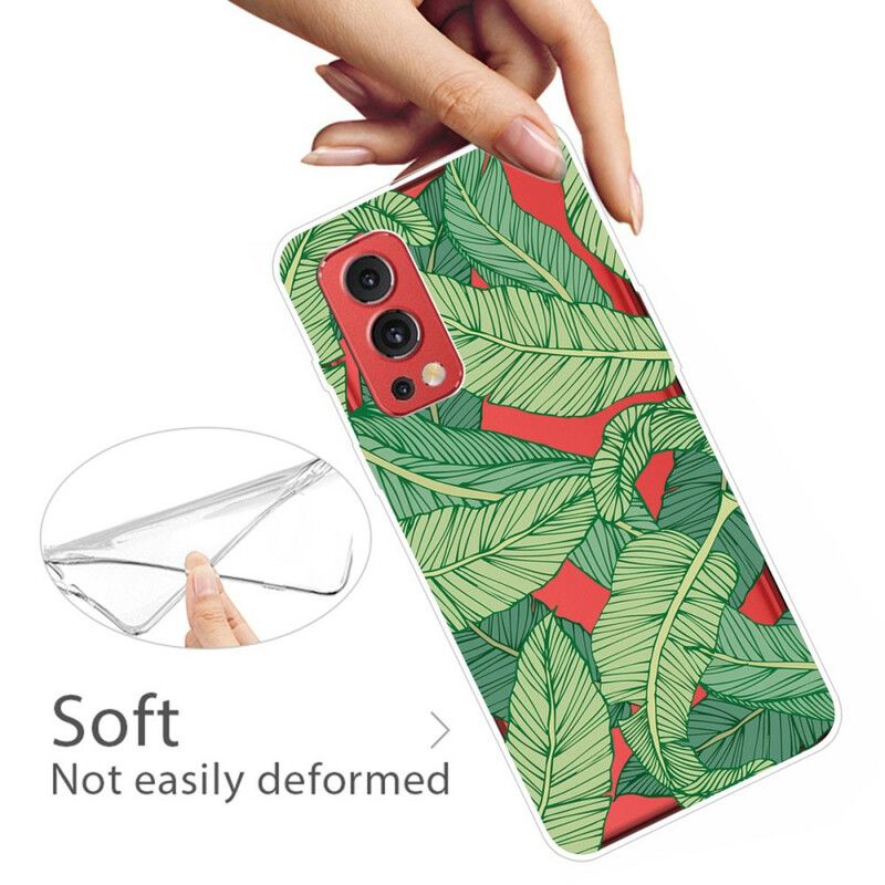 Coque Pour OnePlus Nord 2 5G Transparente Feuilles Graphiques