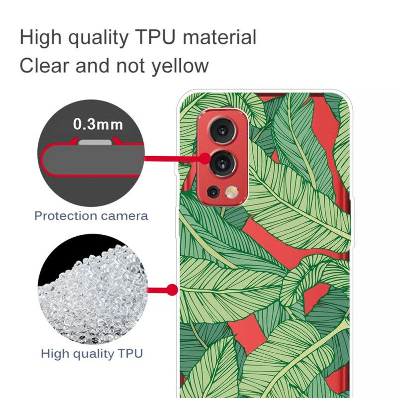 Coque Pour OnePlus Nord 2 5G Transparente Feuilles Graphiques