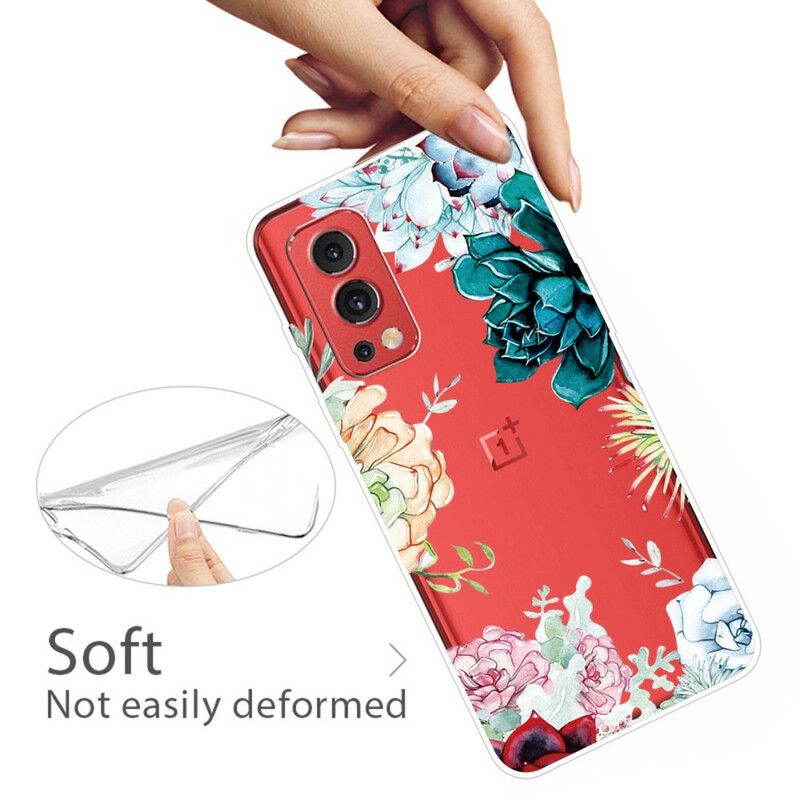 Coque Pour OnePlus Nord 2 5G Transparente Fleurs Aquarelle