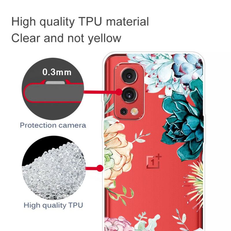 Coque Pour OnePlus Nord 2 5G Transparente Fleurs Aquarelle