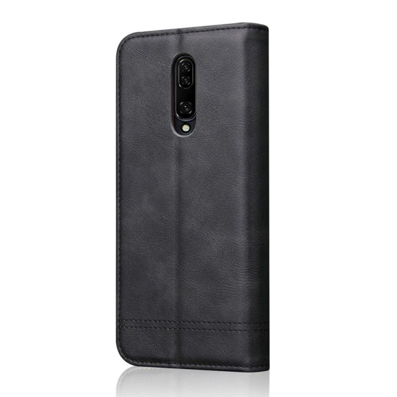 Flip Cover Oneplus 7 Pro Effet Cuir Coutures