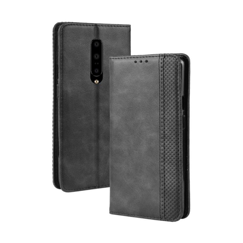 Flip Cover Oneplus 7 Pro Effet Cuir Vintage Stylisé