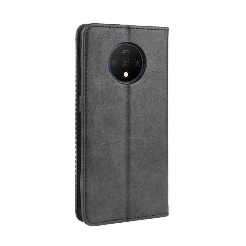 Flip Cover Oneplus 7t Effet Cuir Vintage Stylisé