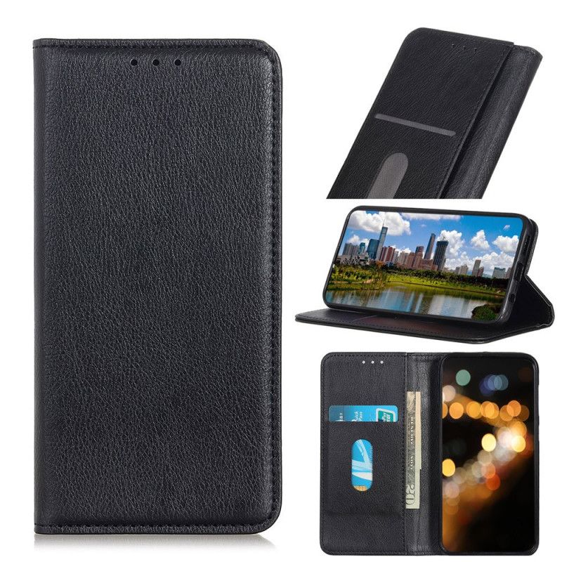 Flip Cover Oneplus 7t Pro Cuir Litchi Fendu Élégance