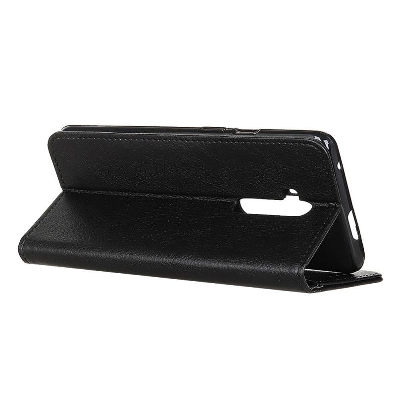 Flip Cover Oneplus 7t Pro Cuir Litchi Fendu Élégance