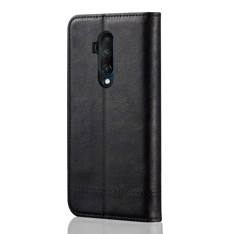 Flip Cover Oneplus 7t Pro Effet Cuir Coutures