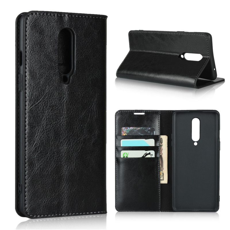 Flip Cover Oneplus 8 Cuir Véritable