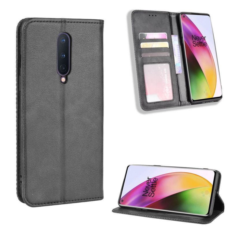 Flip Cover Oneplus 8 Effet Cuir Vintage Stylisé