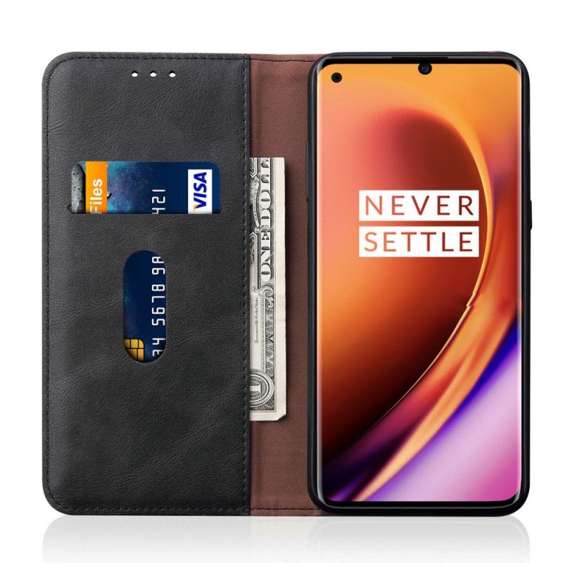 Flip Cover Oneplus 8 Pro Effet Cuir Coutures