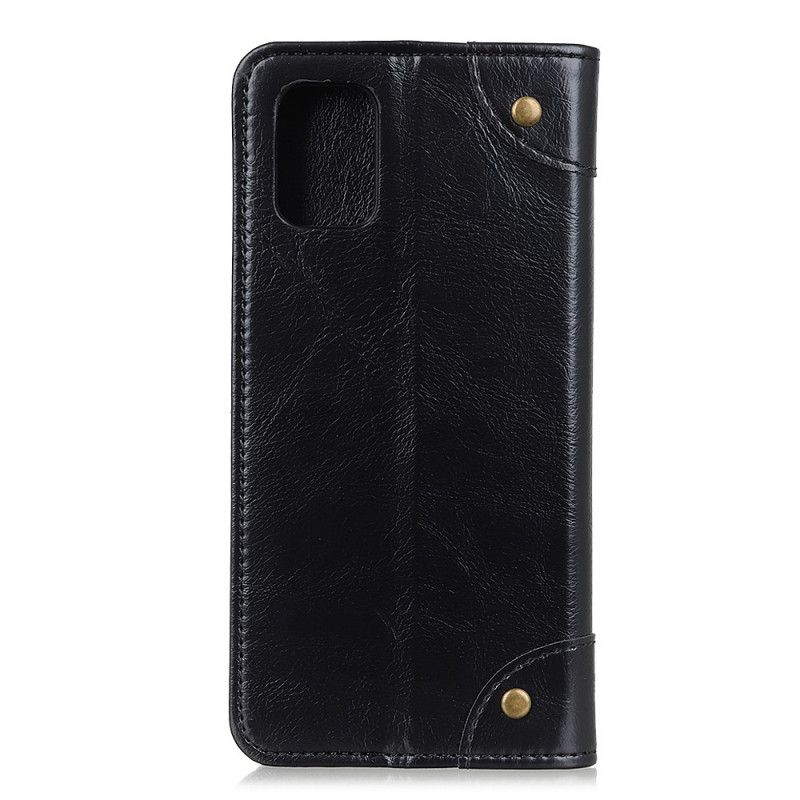 Flip Cover Oneplus 8t Cuir Fendu Vintage Rivets