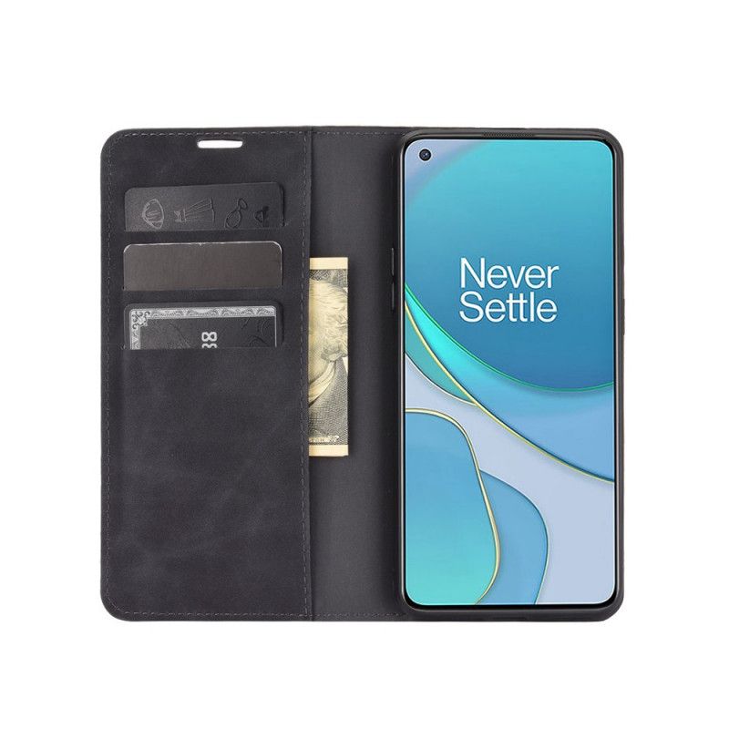 Flip Cover Oneplus 8t Effet Cuir Douceur Soie