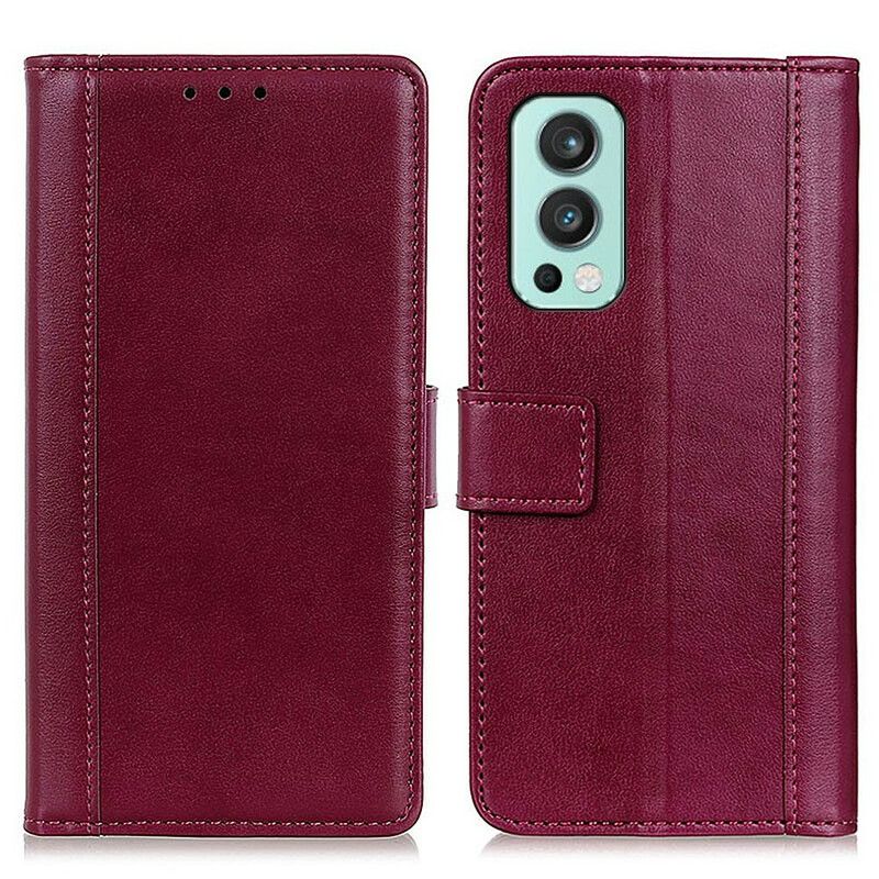 Flip Cover OnePlus Nord 2 5G Cuir Litchi Fendu Classique