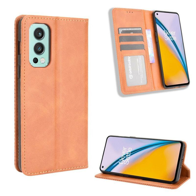 Flip Cover OnePlus Nord 2 5G Effet Cuir Vintage Stylisé