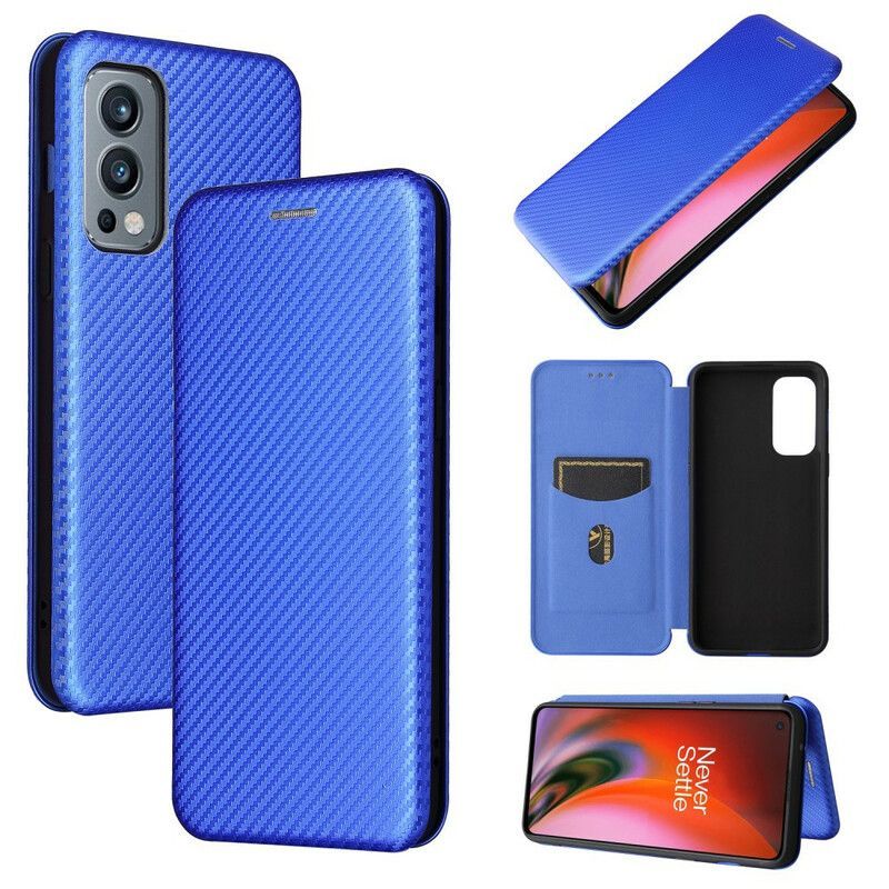 Flip Cover OnePlus Nord 2 5G Silicone Carbone Coloré