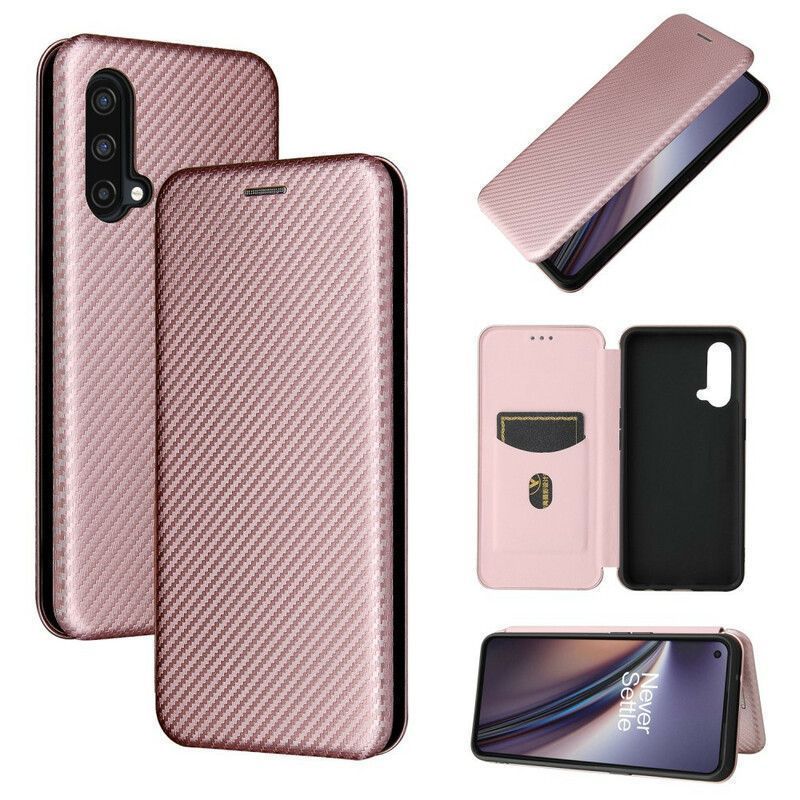 Flip Cover OnePlus Nord CE 5G Silicone Carbone Coloré