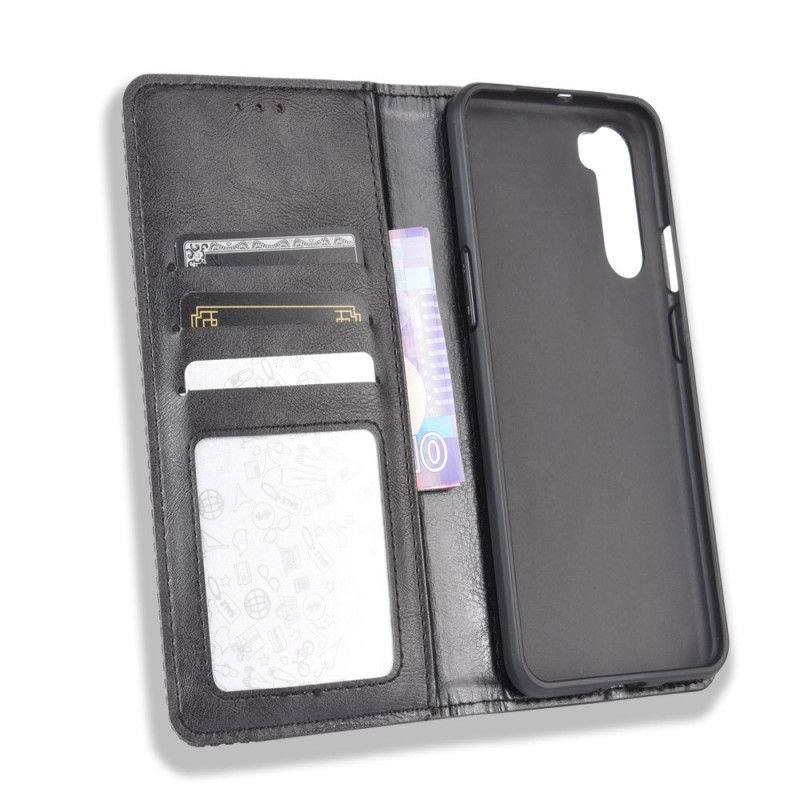 Flip Cover Oneplus Nord Effet Cuir Vintage Stylisé