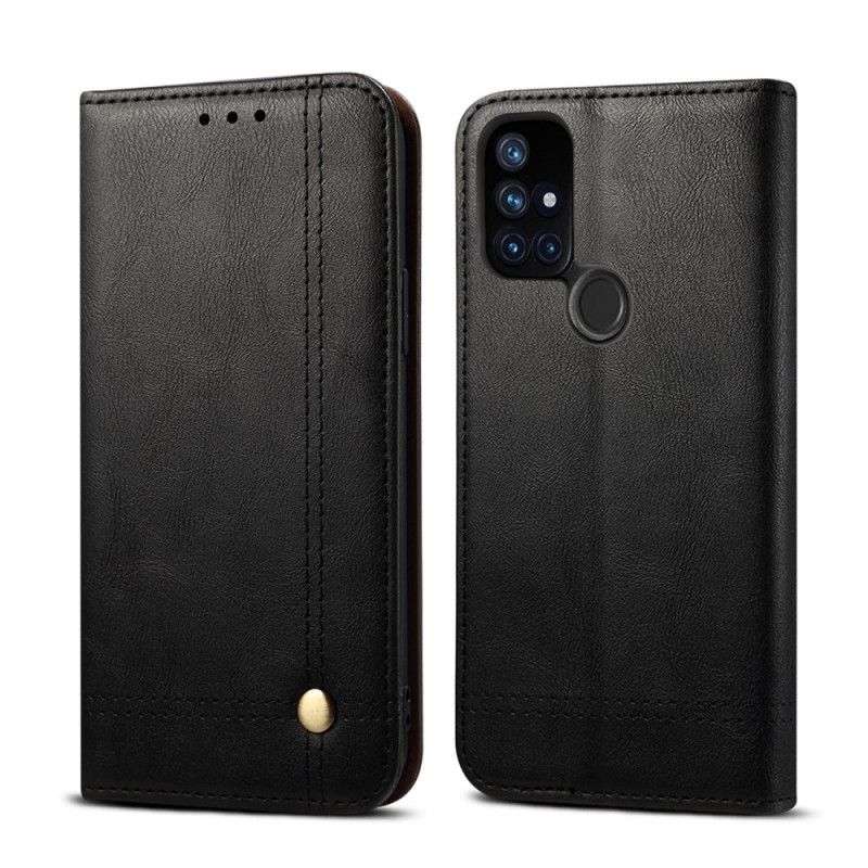 Flip Cover Oneplus Nord N10 Effet Cuir Coutures